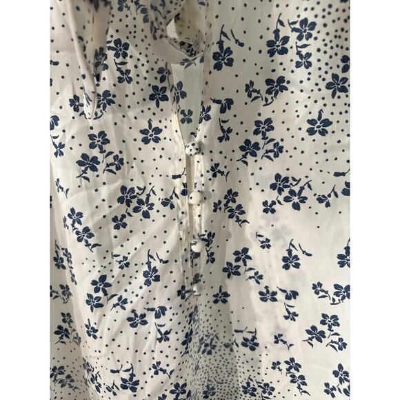 Abercrombie & Fitch Medium White & Blue Floral Ruffle Blouse Pre-Owned EUC - Picture 3 of 7